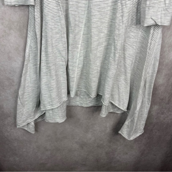 Sundance Striped Asymmetric Hem Henley Shirt Dress In White Size L - Picture 7 of 7